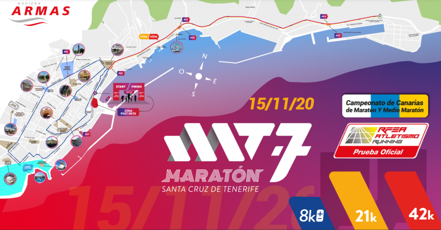 Mapa trasy Mezinárodního maratonu v Santa Cruz. Zdroj http://www.maratondetenerife.com/