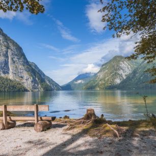 Malebné výhledy na jezero Königssee, Berchtesgaden.