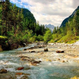 Údolí říčky Wimbach, Berchtesgaden.