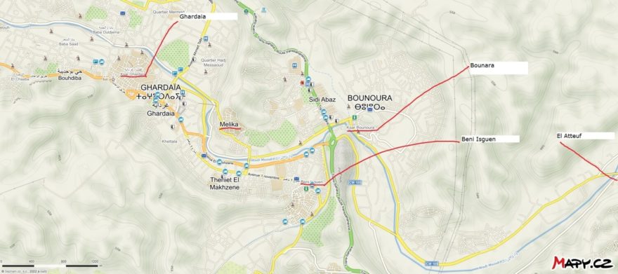 Údolí M'Zab, Alžírsko, mapa