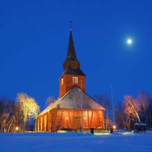 Kostel v Kautokeino, které je jednou z mála ryze sámských obcí v Norsku