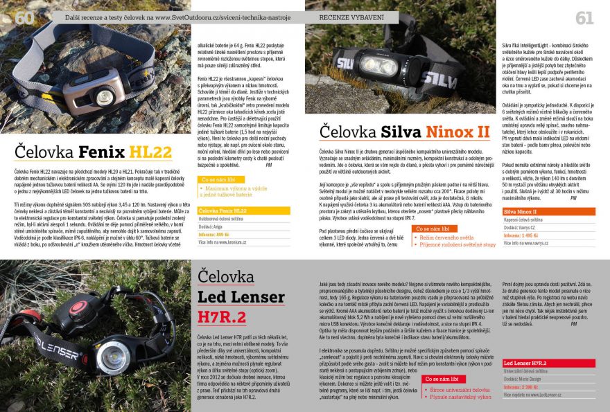 Otestovali jsme tři nové čelovky (Led Lenser H7R.2, Fenix HL 22, Silva Ninox II) a dalších 13 výrobků