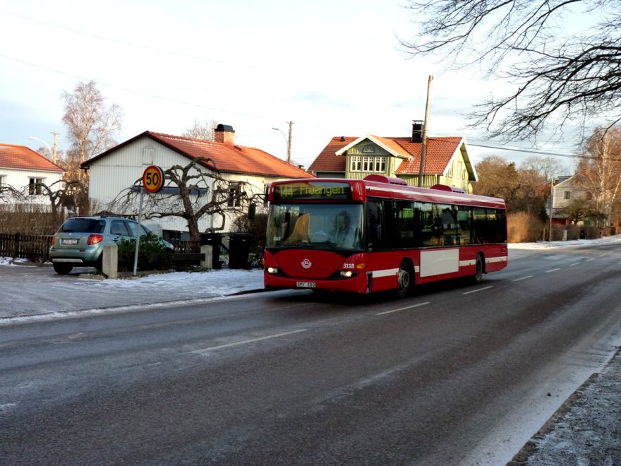 Cestovat po městě můžete třeba autobusem, Stockholm, Švédsko