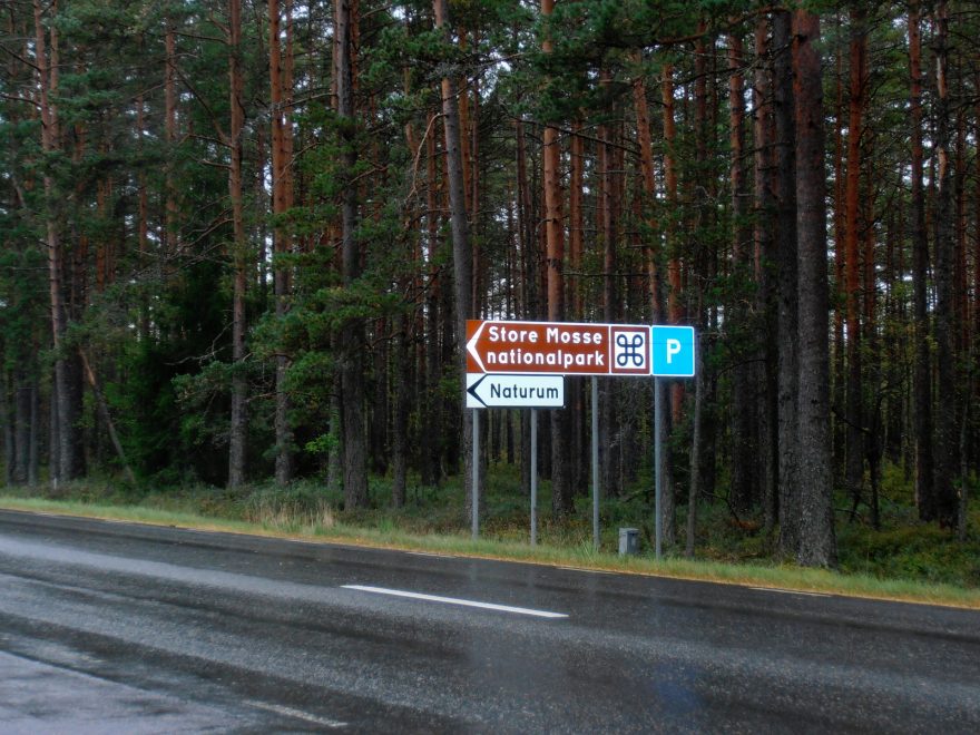 Příjezd k parku, Store Mosse Nationalpark, Švédsko