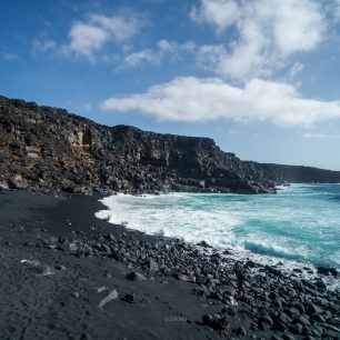 Černý písek, Timanfaya, Lanzarote, Kanárské ostrovy