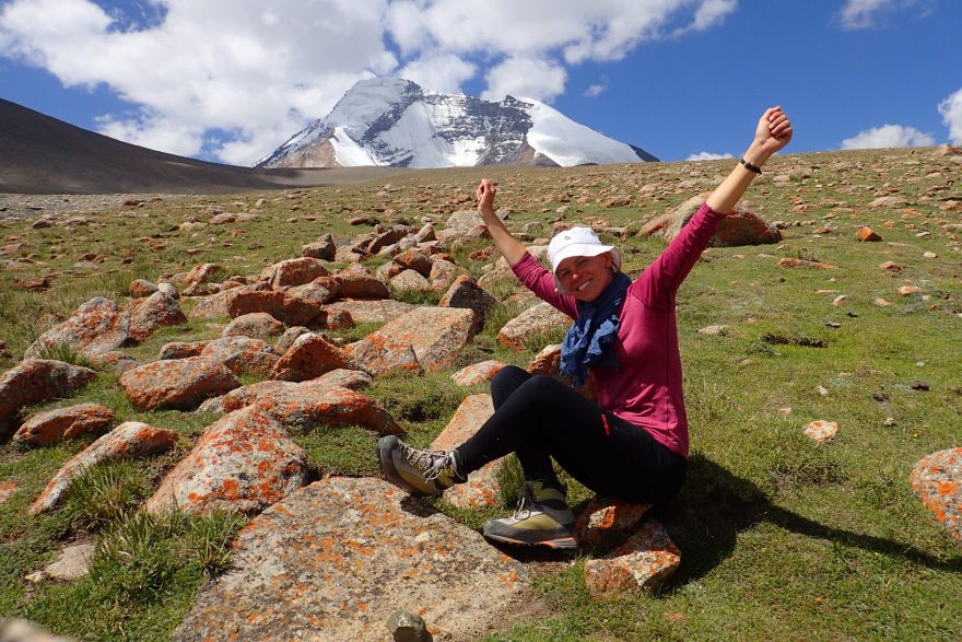 Kateřina a Kang Yatze II v pozadí, Ladakh, Indie