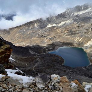 Jezero uprostřed horských velikánů