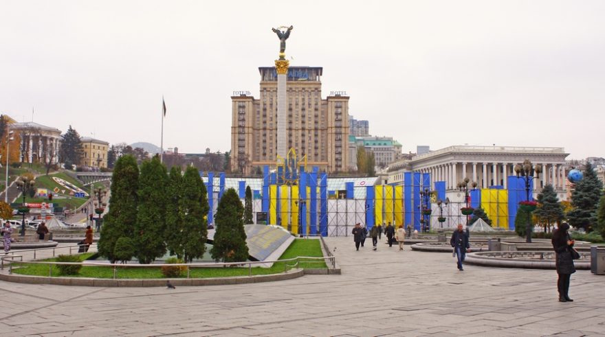 Maidan, Náměstí Svobody, dějiště největších protestů, které začaly v roce 2013